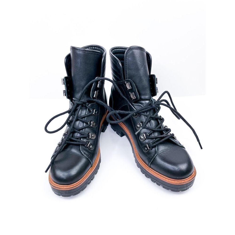 Marc Fisher Iston Combat Moto Hiker Boots Black